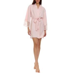 Flora By Flora Nikrooz Pink Cover Up Robe, Romantic Lace Trim, Size S/M, NWT